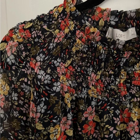 LOFT Floral Blouse - Black, Red, Yellow - Picture 5 of 8